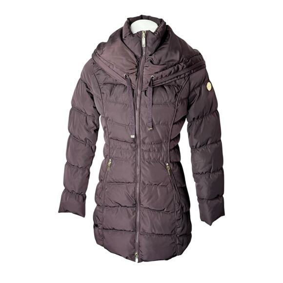 Laundry by Shelli Segal Purple Puffer Jacket Coat XS Mid Length Winter - Picture 1 of 6
